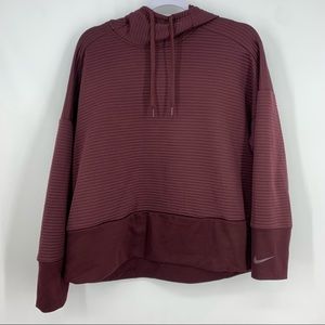 NIKE Burgundy Double Dry GRX Pullover Hoodie Top